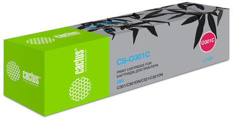 Тонер-картридж CACTUS (CS-O301C) для OKI C301/321, голубой, ресурс 1500 стр.