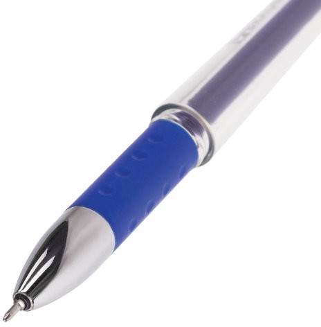 Ручка гелевая с грипом BRAUBERG "Geller", СИНЯЯ, игольчатый узел 0,5 мм, линия письма 0,35 мм, 141179