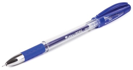 Ручка гелевая с грипом BRAUBERG "Geller", СИНЯЯ, игольчатый узел 0,5 мм, линия письма 0,35 мм, 141179