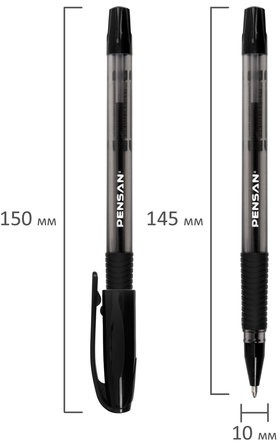 Ручка шариковая масляная с грипом PENSAN "Sign-Up", ЧЕРНАЯ, 1 мм, линия письма 0,8 мм, 2410/12