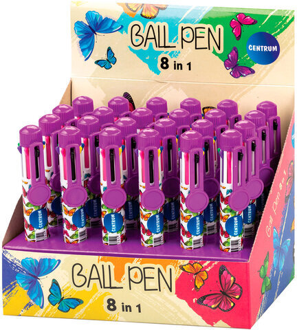 Ручка шариковая автоматическая CENTRUM, 8 ЦВЕТОВ, корпус с печатью, узел 0,7 мм, дисплей, 85575