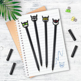 Ручка с топпером шариковая ЮНЛАНДИЯ &quot;Чертёнок&quot;, корпус ассорти, СИНЯЯ, пишущий узел 0,7 мм, 143812