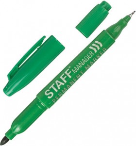 Маркер перманентный двусторонний STAFF &quot;Manager&quot; PM-625, ЗЕЛЕНЫЙ, наконечники 0,8 мм / 2,2 мм, 151628