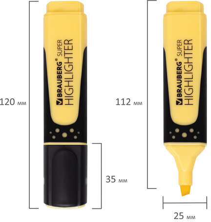 Набор текстовыделителей BRAUBERG 2 шт., ВАНИЛЬ/ПАСТЕЛЬНЫЙ РОЗОВЫЙ, "SUPER PASTEL", линия 1-5 мм, 151754