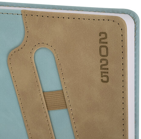 Ежедневник датированный 2025, А5, 138x213 мм, BRAUBERG "Assistant", под кожу, держатель для ручки, светло-синий, 115887