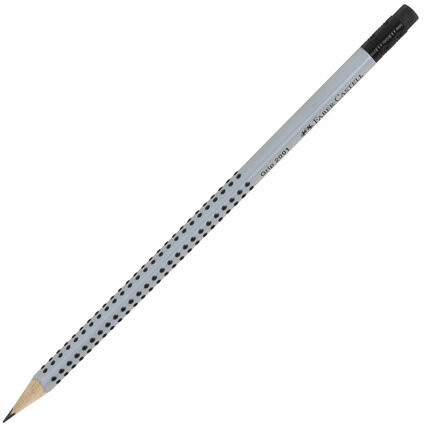 Карандаш чернографитный FABER-CASTELL, 1 шт., "Grip 2001", HB, трехгранный, с ластиком, 117200