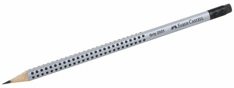 Карандаш чернографитный FABER-CASTELL, 1 шт., "Grip 2001", HB, трехгранный, с ластиком, 117200