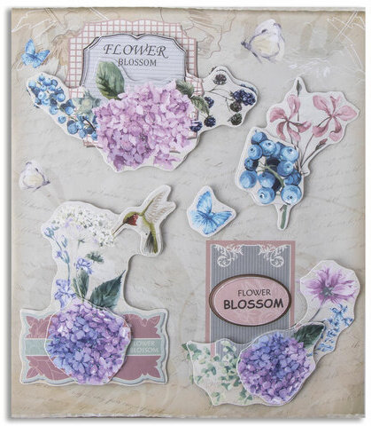 Наклейки бумажные объемные для скрапбукинга и декора ЦВЕТЫ, 6 штук, ОСТРОВ СОКРОВИЩ, 662274