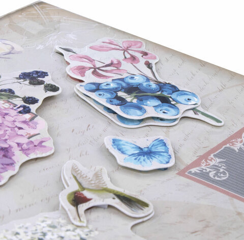 Наклейки бумажные объемные для скрапбукинга и декора ЦВЕТЫ, 6 штук, ОСТРОВ СОКРОВИЩ, 662274