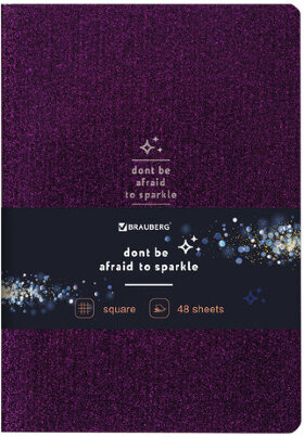 Тетрадь 48 л. в клетку обложка кожзам с блестками, сшивка, A5 (147х210мм), СИРЕНЕВЫЙ, BRAUBERG SPARKLE, 403853