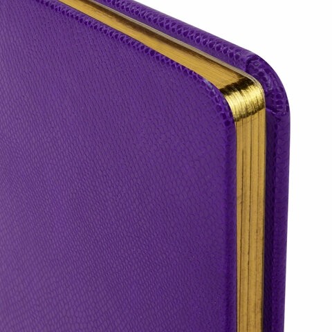 Еженедельник недатированный МАЛЫЙ ФОРМАТ 95х155 мм А6 BRAUBERG "Iguana", под кожу, 64 л., сиреневый, 114482