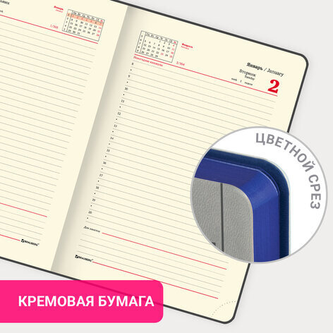 Ежедневник датированный 2024 А5 138x213 мм, BRAUBERG "Metropolis Mix", под кожу, серый, 114939