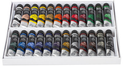 Краски акриловые художественные BRAUBERG ART CLASSIC, НАБОР 24 цвета по 12 мл, в тубах, 191124