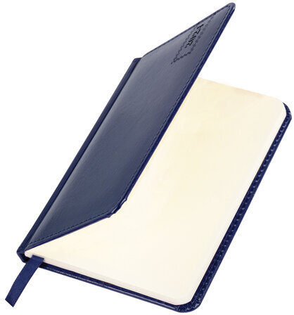 Еженедельник датированный 2024 МАЛЫЙ ФОРМАТ 95х155 мм А6, BRAUBERG "Imperial", под кожу, синий, 115042