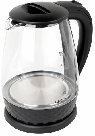 Чайник электрический CROMEX KT-308, 1,8 л, 1500 Вт, стекло, черный, 455150