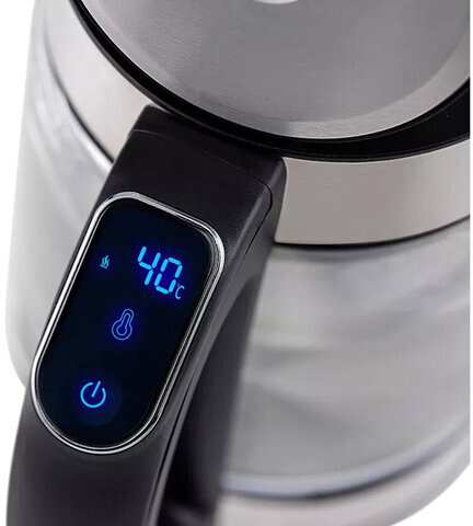 Чайник TIMBERK T-EK27G03, 1,7 л, 2200 Вт, закрытый нагревательный элемент, ТЕРМОРЕГУЛЯТОР, стекло, стальной