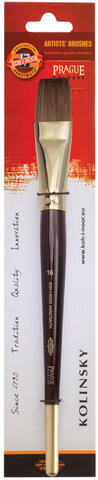 Кисть художественная KOH-I-NOOR колонок, плоская, №16, короткая ручка, блистер, 9936016010BL