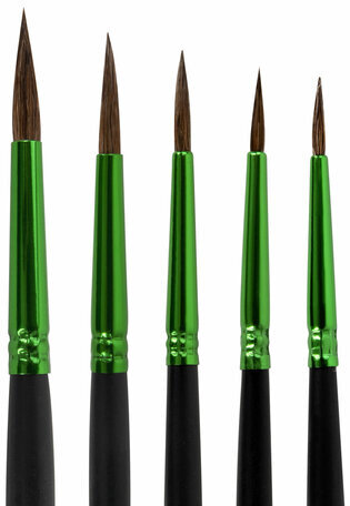 Кисти BRAUBERG PREMIUM, набор 5 шт. (из ворса пони круглые № 1, 2, 3, 4, 5), блистер, 201022