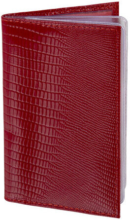Обложка для автодокументов натуральная кожа ящерица, без тиснения, красная, BRAUBERG, 238191