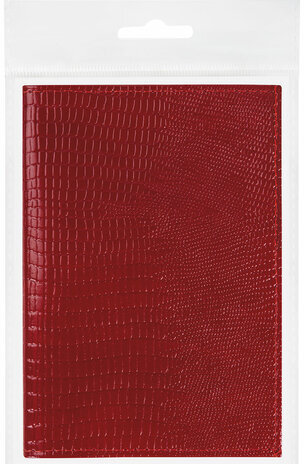 Обложка для автодокументов натуральная кожа ящерица, без тиснения, красная, BRAUBERG, 238191