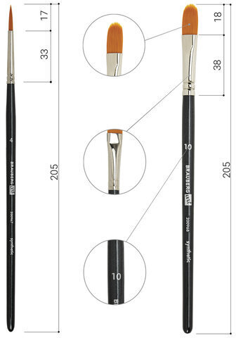 Кисти художественные набор 12 шт., в черной скрутке, синтетика, BRAUBERG ART CLASSIC, № 1-14 + веерная, 200968