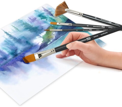 Кисти художественные набор 12 шт., в черной скрутке, синтетика, BRAUBERG ART CLASSIC, № 1-14 + веерная, 200968