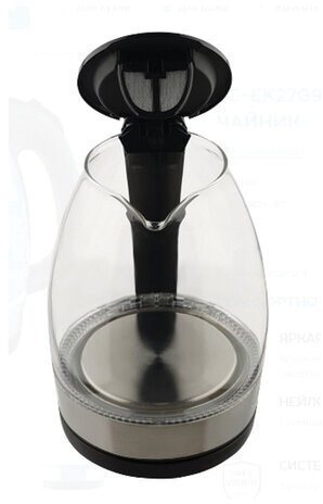 Чайник SCARLETT SC-EK27G91, 1,7 л, 2200 Вт, закрытый нагревательный элемент, стекло, черный