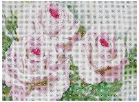 Картина стразами (алмазная мозаика), 30х40 см, ОСТРОВ СОКРОВИЩ "Бело-розовые розы", без подрамника, 663855