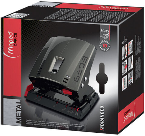 Дырокол MAPED (Франция) "Advanced Metal", металлический, большой, на 35 листов, темно-серый, 630311