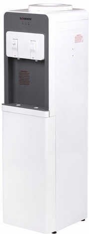 Кулер для воды SONNEN FSC-02BA, напольный, НАГРЕВ/ОХЛАЖДЕНИЕ КОМПРЕССОР, шкаф, 2 крана, серый, 455416