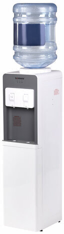 Кулер для воды SONNEN FSC-02BA, напольный, НАГРЕВ/ОХЛАЖДЕНИЕ КОМПРЕССОР, шкаф, 2 крана, серый, 455416