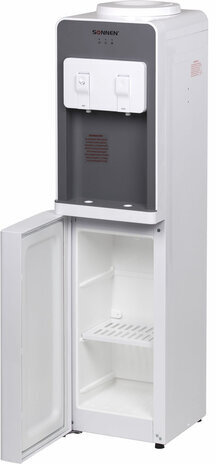 Кулер для воды SONNEN FSC-02BA, напольный, НАГРЕВ/ОХЛАЖДЕНИЕ КОМПРЕССОР, шкаф, 2 крана, серый, 455416