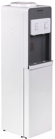 Кулер для воды SONNEN FSC-02BA, напольный, НАГРЕВ/ОХЛАЖДЕНИЕ КОМПРЕССОР, шкаф, 2 крана, серый, 455416