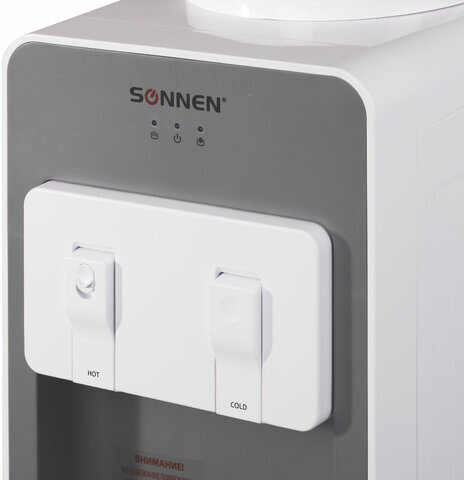 Кулер для воды SONNEN FSC-02BA, напольный, НАГРЕВ/ОХЛАЖДЕНИЕ КОМПРЕССОР, шкаф, 2 крана, серый, 455416
