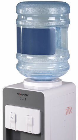 Кулер для воды SONNEN FSC-02BA, напольный, НАГРЕВ/ОХЛАЖДЕНИЕ КОМПРЕССОР, шкаф, 2 крана, серый, 455416