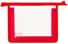 Папка для тетрадей А5 ПИФАГОР, пластик, молния сверху, прозрачная, красная, 228220
