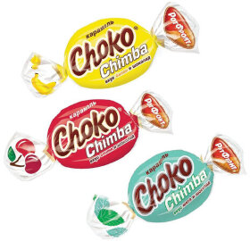 Карамель леденцовая РОТ ФРОНТ &quot;Choko Chimba&quot; ассорти (вишня, банан, мята), 5 кг, гофрокороб, РФ22007