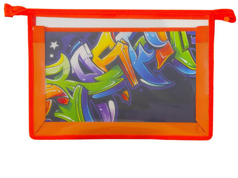 Папка для труда BRAUBERG А4, 2 отделения, пластик, молния сверху, органайзер, "Graffitti", 229132