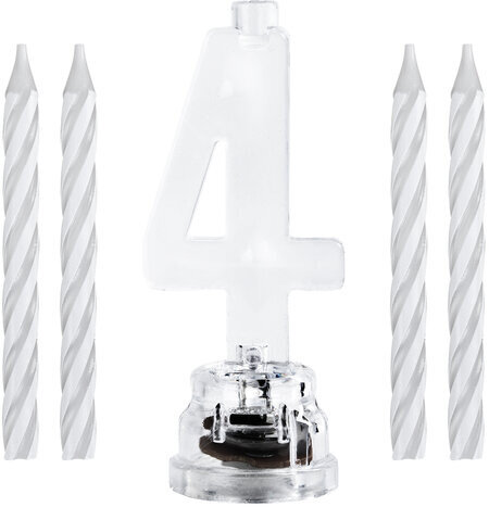 Цифра-подсвечник "4" светодиодная, ЗОЛОТАЯ СКАЗКА, в наборе 4 свечи 6 см, 1 батарейка, 591427