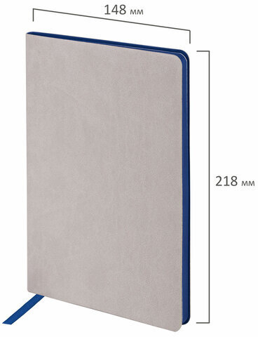 Блокнот А5 (148x218 мм), BRAUBERG "Metropolis Mix", под кожу, 80 л., клетка, серый, 111041