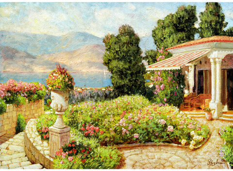 Картина стразами (алмазная мозаика) 30х40 см, ОСТРОВ СОКРОВИЩ "Цветущий сад", без подрамника, 662568