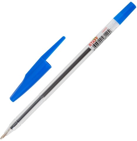 Ручка шариковая STAFF "Basic BP-66 CLASSIC", СИНЯЯ, корпус прозрачный, узел 1 мм, линия письма 0,5 мм, 144455