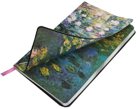 Блокнот А5 (143x210 мм), BRAUBERG VISTA "Claude Monet", под кожу, гибкий, срез фольга, 80 л., 112058