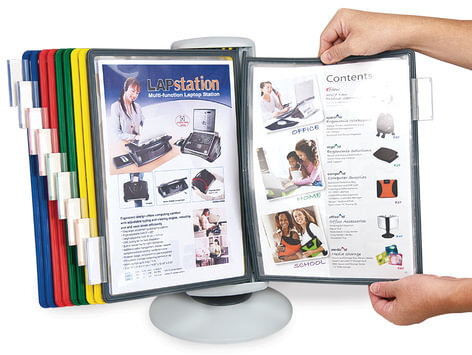 Демосистема настольная на 10 панелей, с 10 цветными панелями А4, вращающаяся, BRAUBERG, 235337