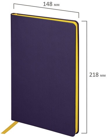 Блокнот А5 (148x218 мм), BRAUBERG "Metropolis Mix", под кожу, 80 л., в точку, сиреневый, 113315