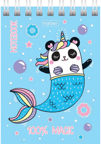 Блокнот МАЛЫЙ ФОРМАТ (75х105 мм) А7, 60 л., гребень, картон, клетка, HATBER "Это волшебство", 60Б7В1гр