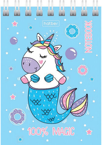 Блокнот МАЛЫЙ ФОРМАТ (75х105 мм) А7, 60 л., гребень, картон, клетка, HATBER "Это волшебство", 60Б7В1гр