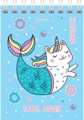 Блокнот МАЛЫЙ ФОРМАТ (75х105 мм) А7, 60 л., гребень, картон, клетка, HATBER "Это волшебство", 60Б7В1гр