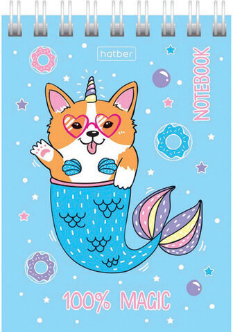 Блокнот МАЛЫЙ ФОРМАТ (75х105 мм) А7, 60 л., гребень, картон, клетка, HATBER "Это волшебство", 60Б7В1гр