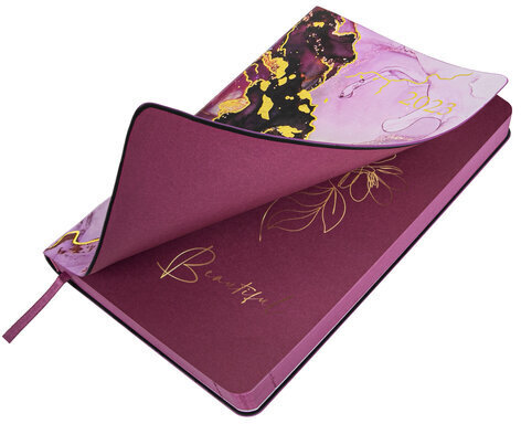 Ежедневник датированный 2023 А5 138x213 мм BRAUBERG "Vista", под кожу, гибкий, "Marble", 114129